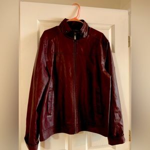 Men’s faux leather jacket reddish brown